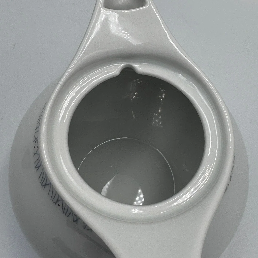 Vintage Schonwald Mid‎ Century Modern White Porcelain Teapot Germany Gray Red